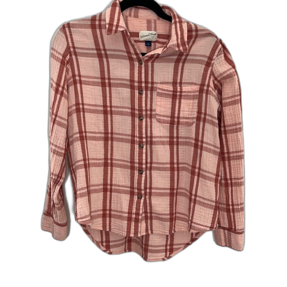 Universal Thread Pink Plaid Flannel Top Size XS